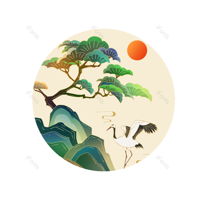 装饰图片,复古元素,中国风PNG,仙鹤免抠素材